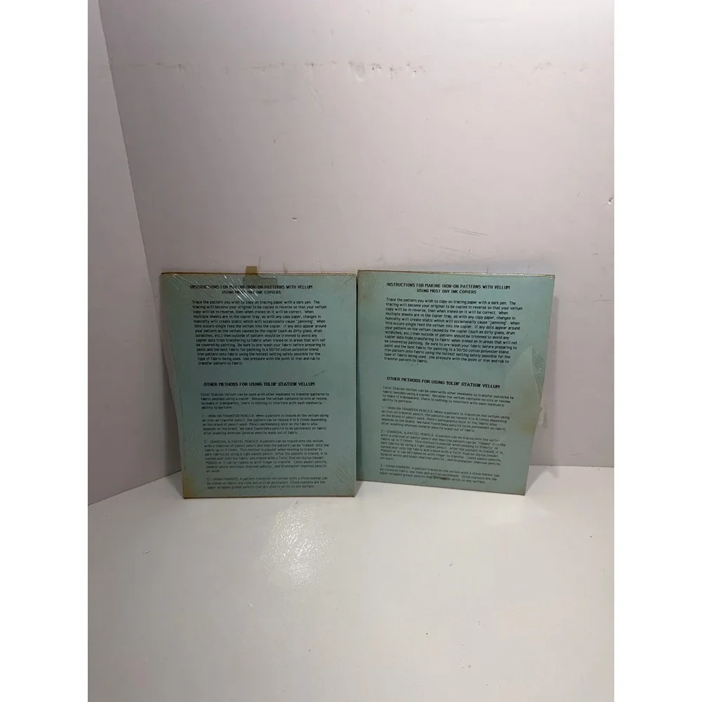 Tolin Station Vellum Paper lot of‎ 2 Fabric Painting Needlework Patterns